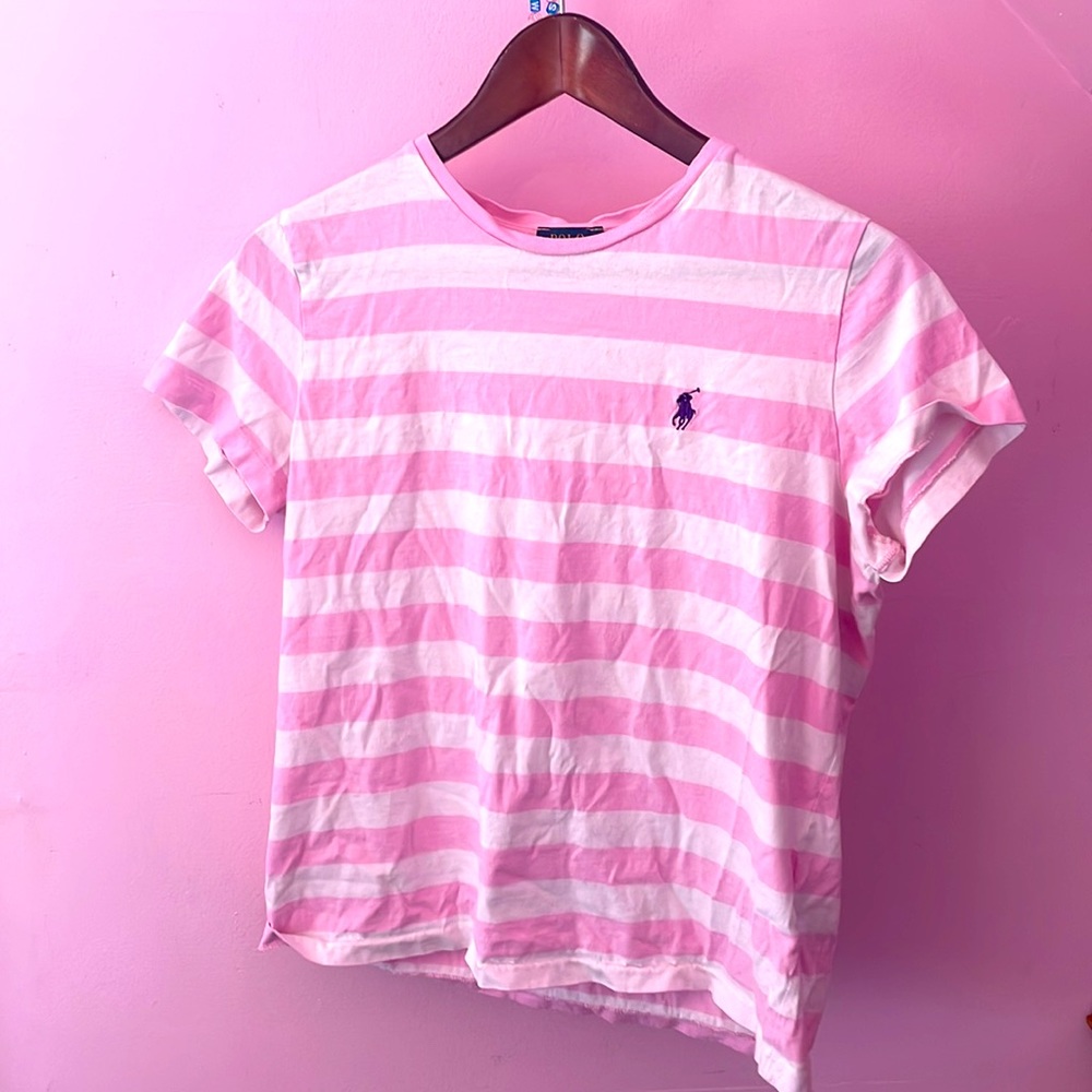 Pink Striped Polo Ralph Lauren short sleeve tee 🌸💕